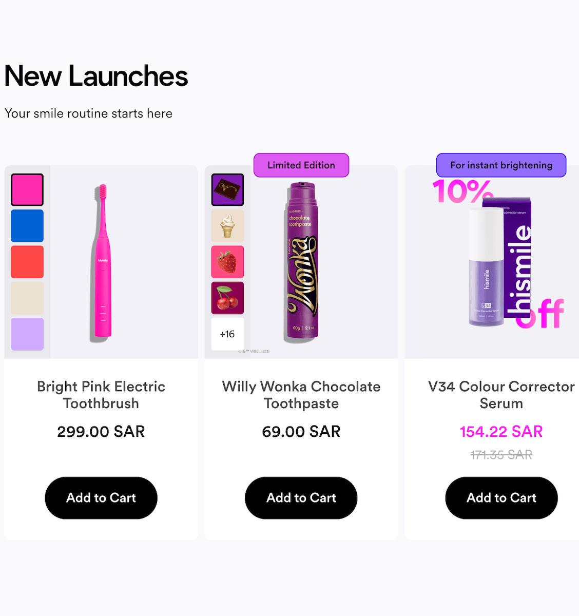 Hismile, Shopify project by Victoria Garland Creative