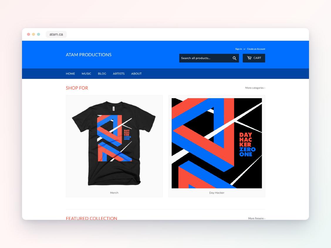 ATAM Productions, Shopify project by Victoria Garland Creative