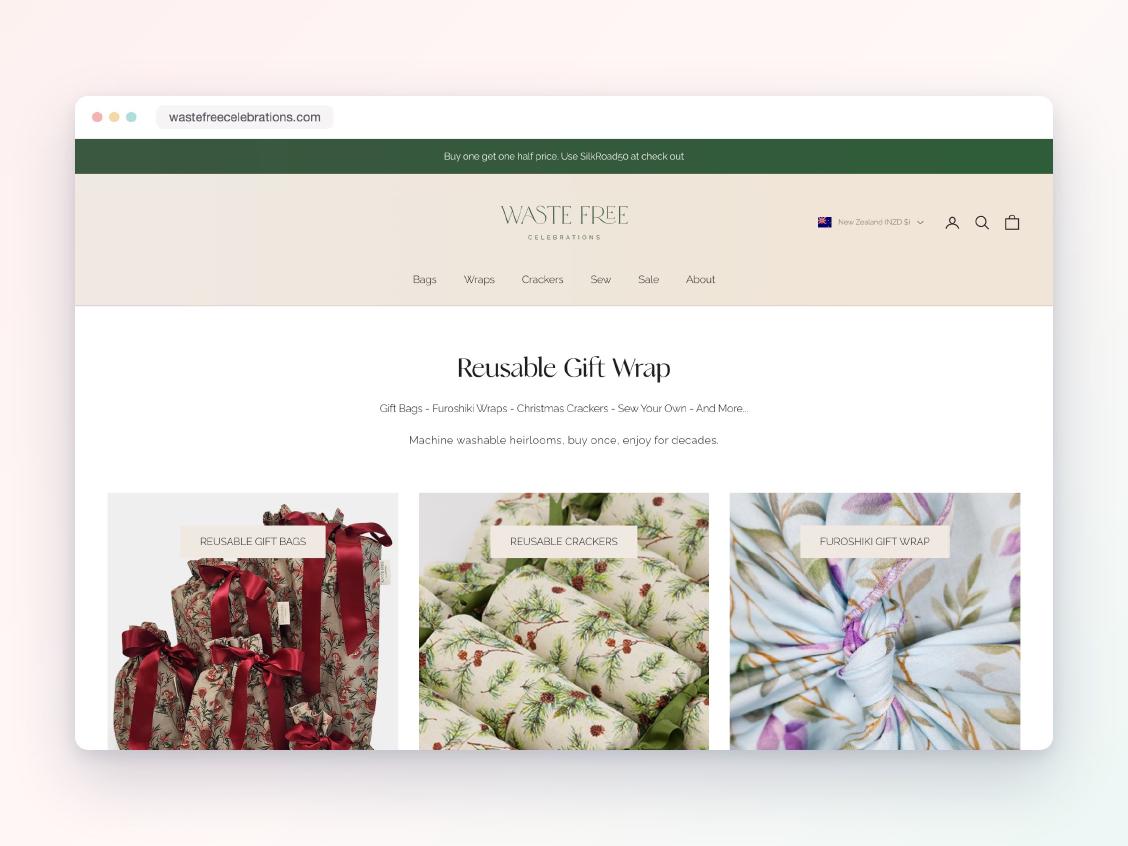 Waste Free Celebrations, Shopify project by Victoria Garland Creative