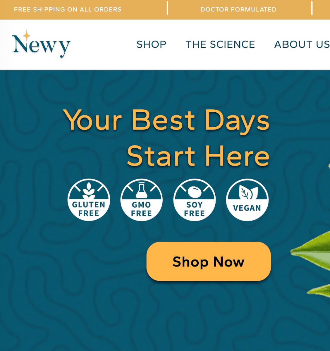 Newy, Shopify project by Victoria Garland Creative